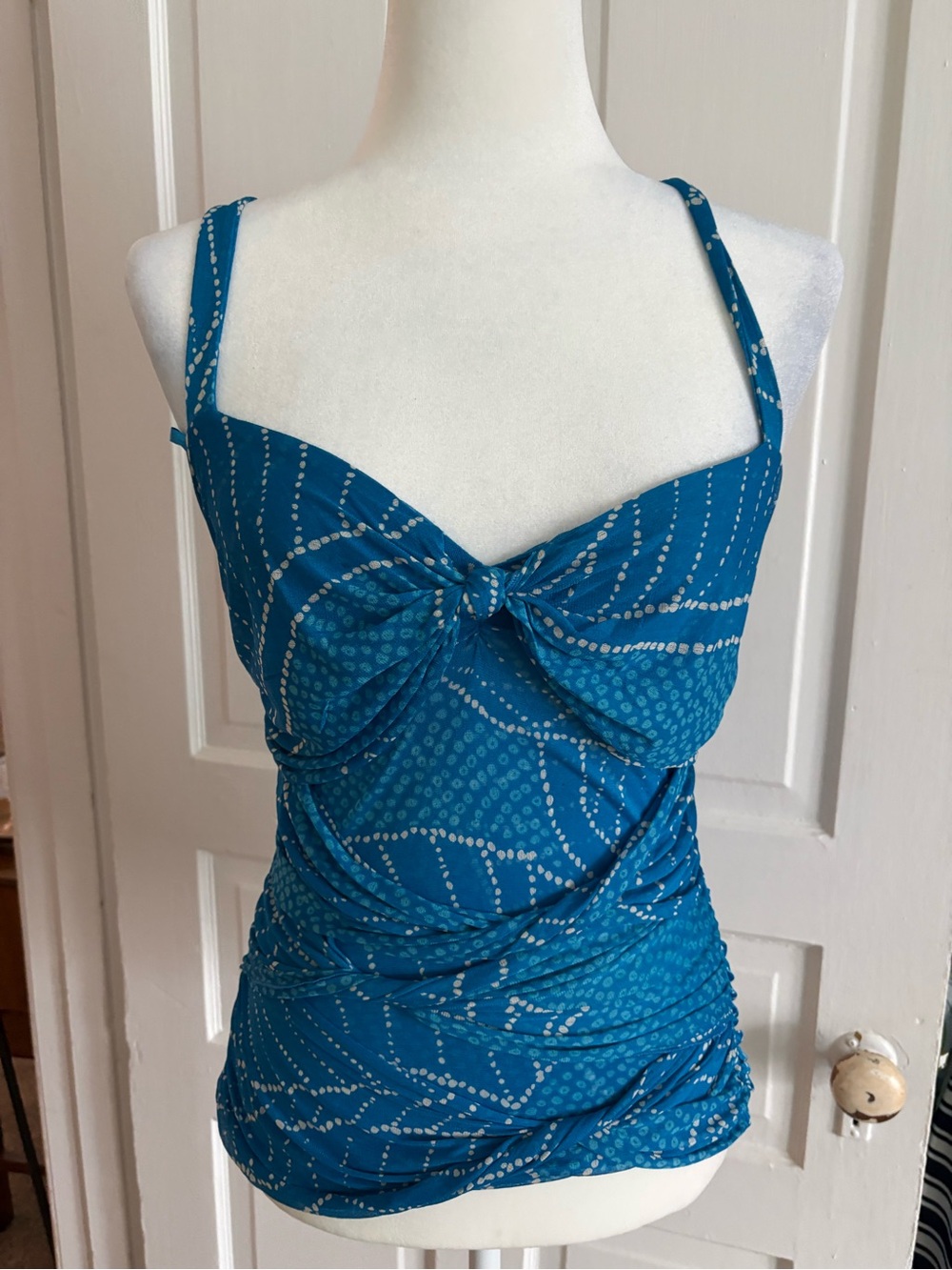 Diane Von Furstenberg Teal Twist-Front One-Piece Swimsuit
